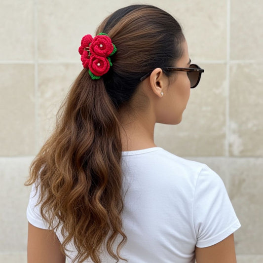 RED ROSE HAIR CLAW