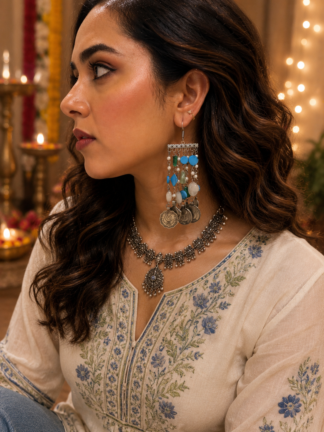 TURQUOISE COIN DROP EARRINGS