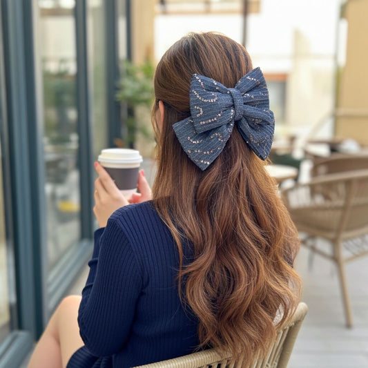 AQUA PIGTAIL BOW