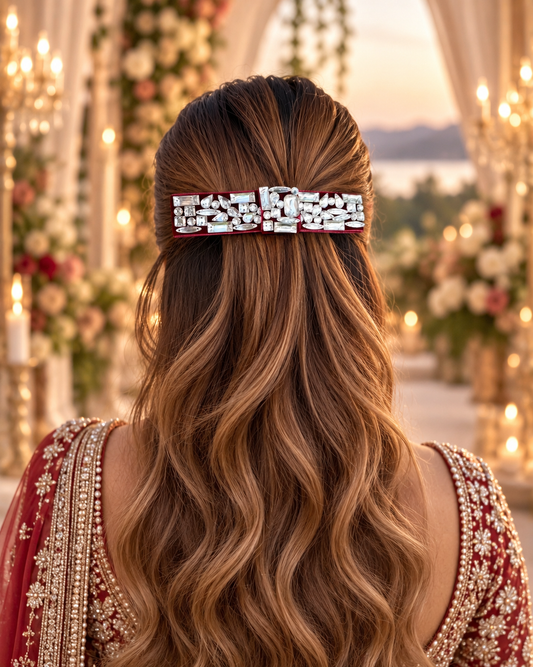 BURGUNDY ROYALE BEJEWELLED BOW