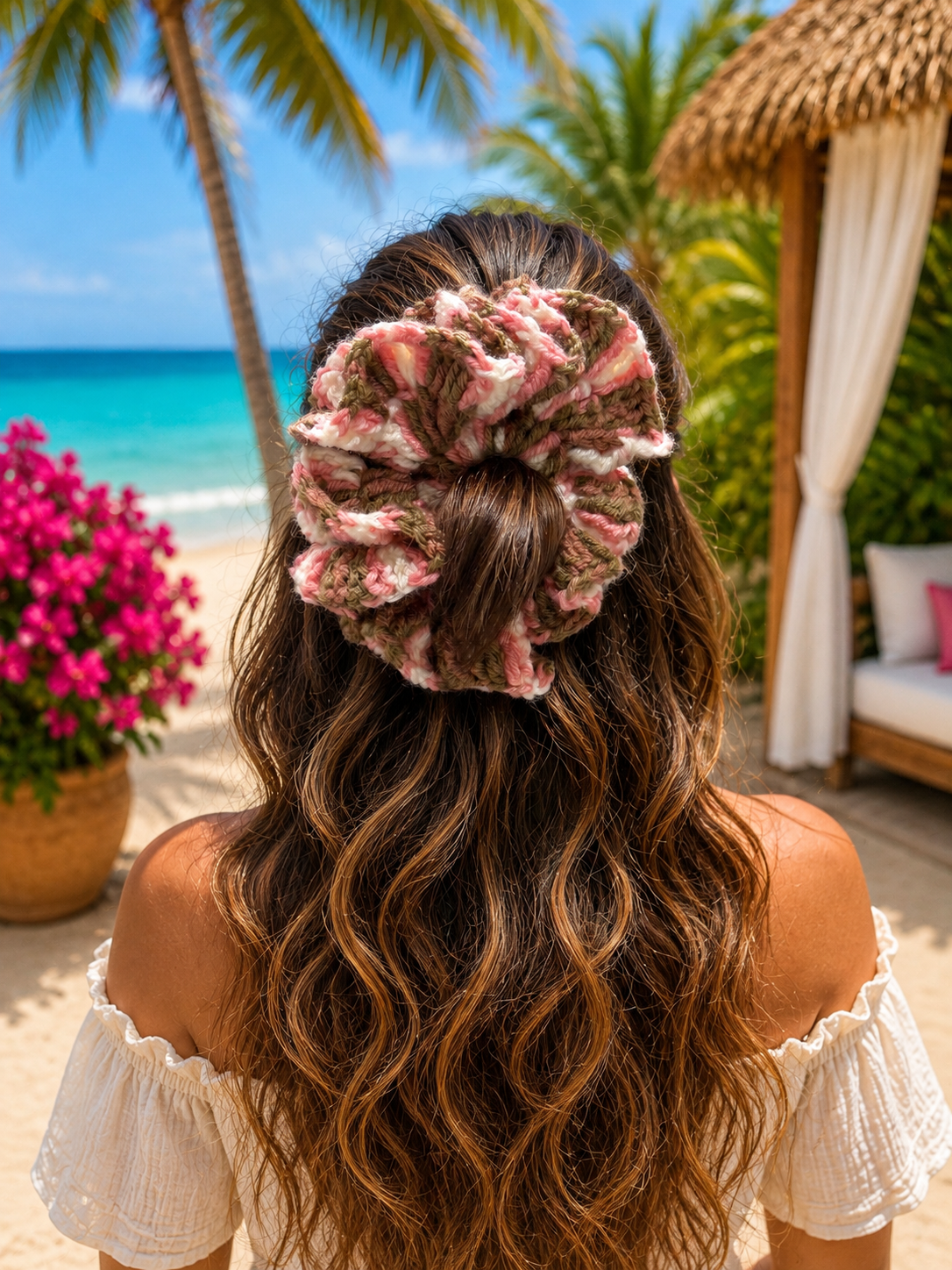 PETAL KISS CROCHET SCRUNCHIE