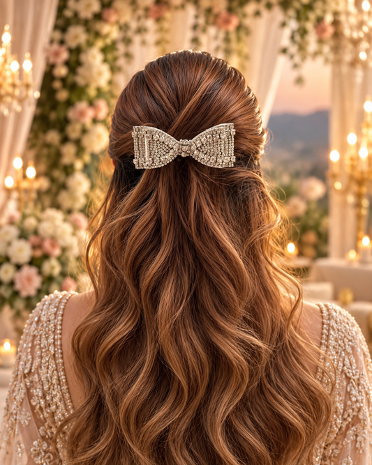 SILVER STAR BEJEWELLED BOW