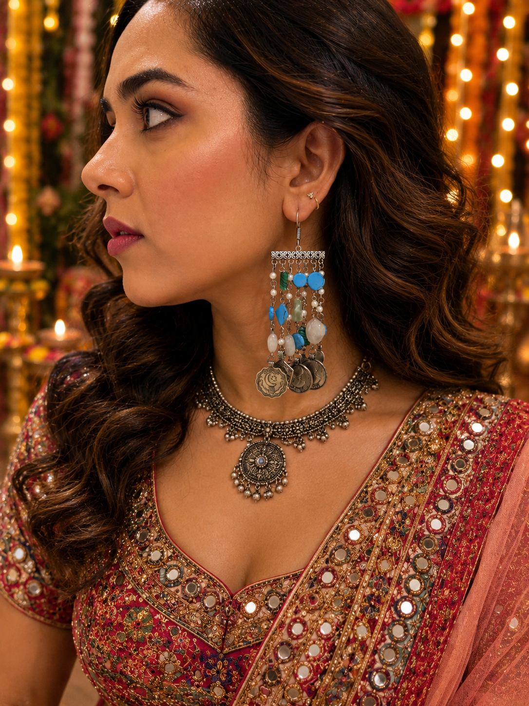 TURQUOISE COIN DROP EARRINGS