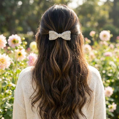 SILVER STAR BEJEWELLED BOW