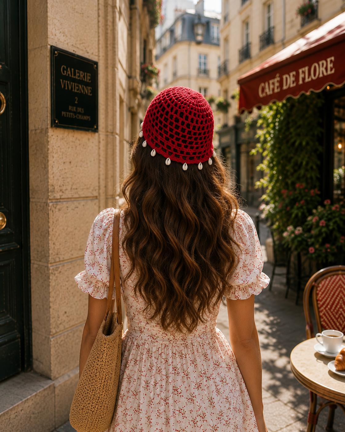 CORAL BLOOM CROCHET CAP