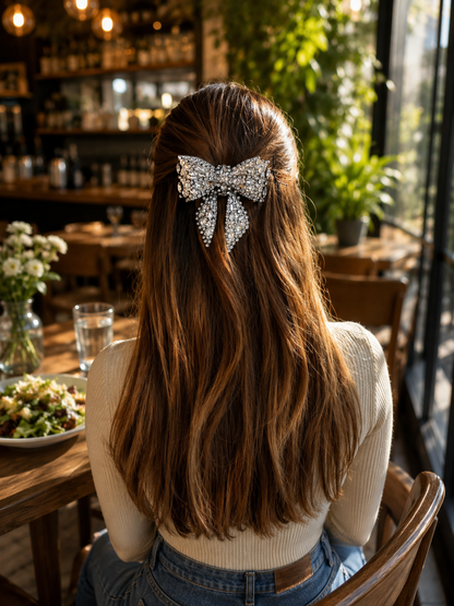 CITRINE CRYSTAL BEJEWELLED BOW