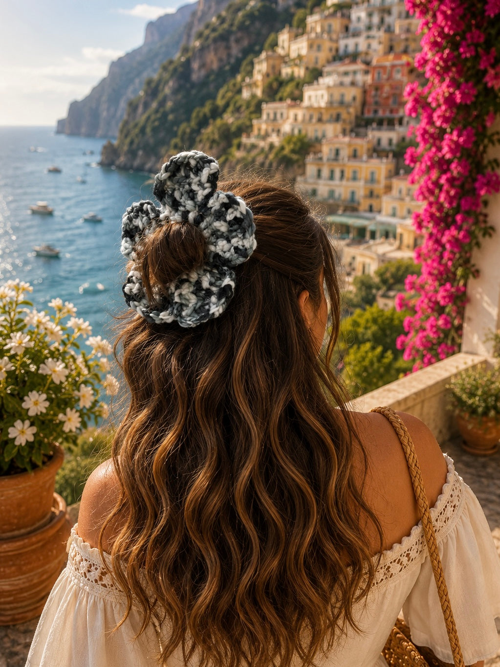 SILVER MIST CROCHET SCRUNCHIE