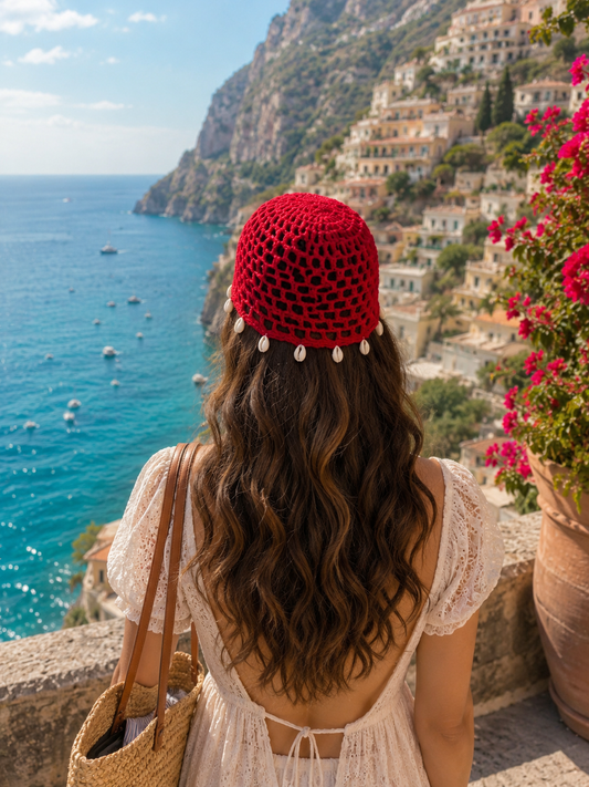 CORAL BLOOM CROCHET CAP