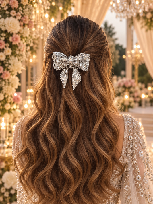 CITRINE CRYSTAL BEJEWELLED BOW