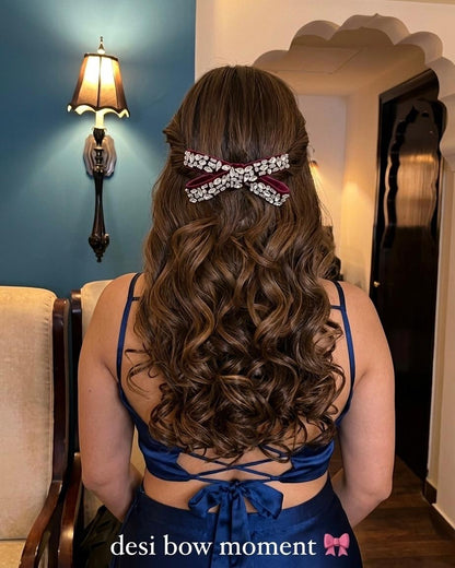 ROUGE SATIN PIGTAIL BOW