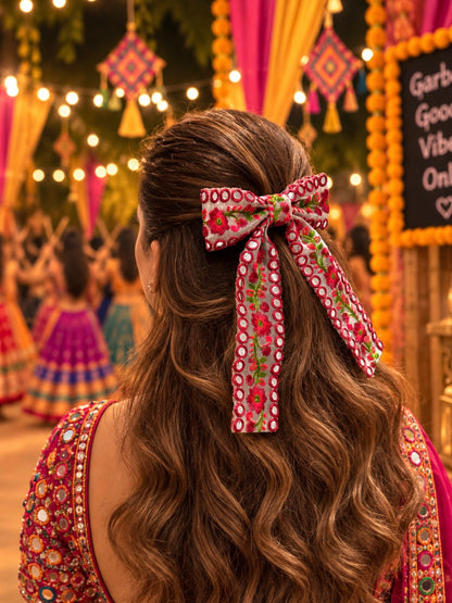 CRIMSON MUSE PIGTAIL BOW