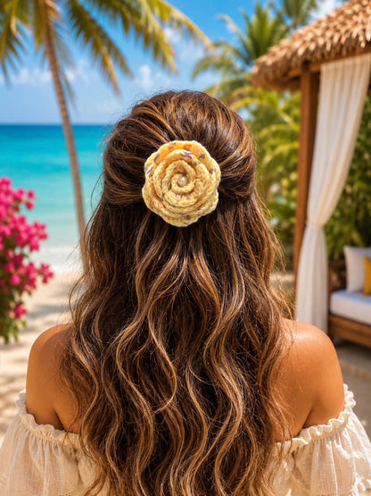 BuUTTERCUP BLOOM CROCHET BOW