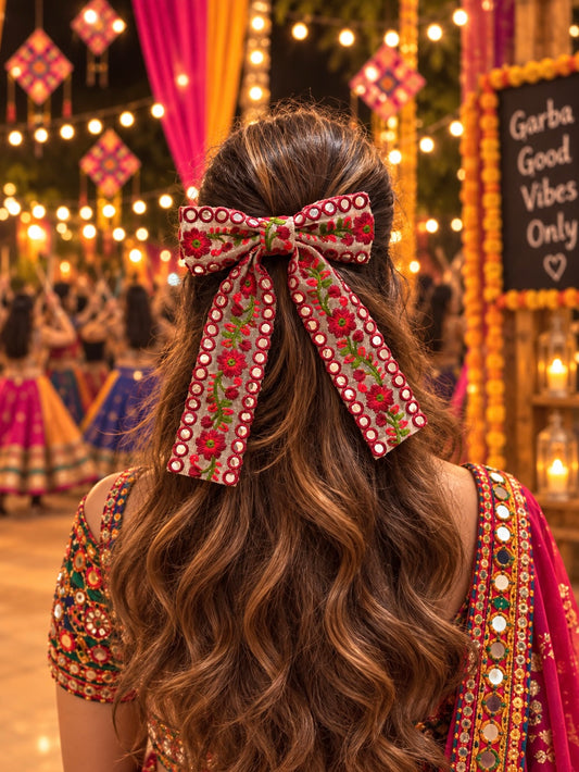 CRIMSON MUSE PIGTAIL BOW