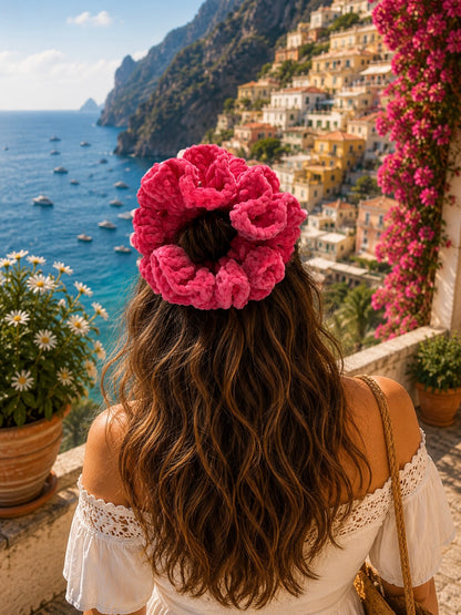 BLUSH BLOOM CROCHET SCRUNCHIE