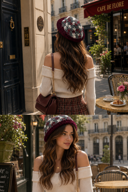 PERSIAN BLOOM CROCHET BERET