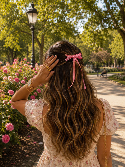 CHERRY ROUGE PIGTAIL BOW