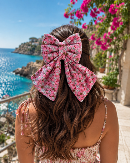 POWDER PINK PIGTAIL BOW