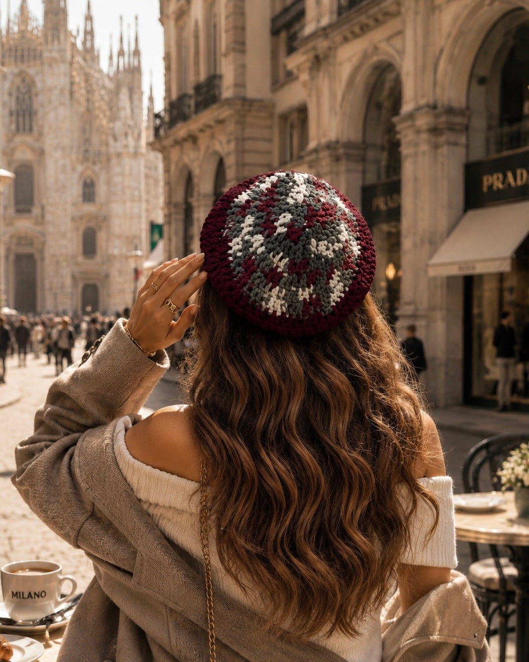 PERSIAN BLOOM CROCHET BERET
