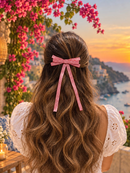 CHERRY ROUGE PIGTAIL BOW