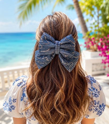 AQUA PIGTAIL BOW
