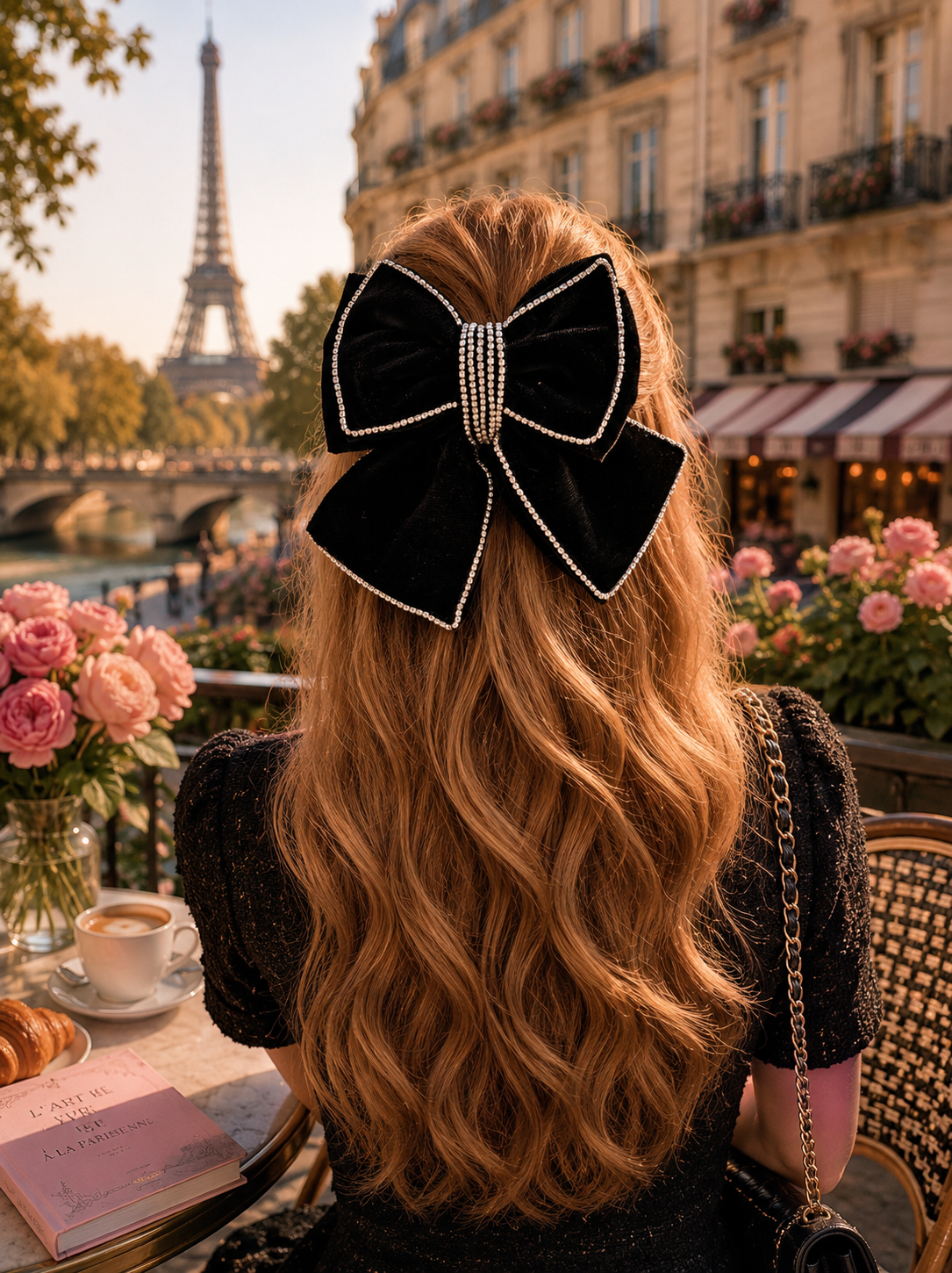 CHARCOAL PIGTAIL BOW