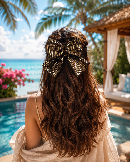 GOLDEN BEAUTY PIGTAIL BOW