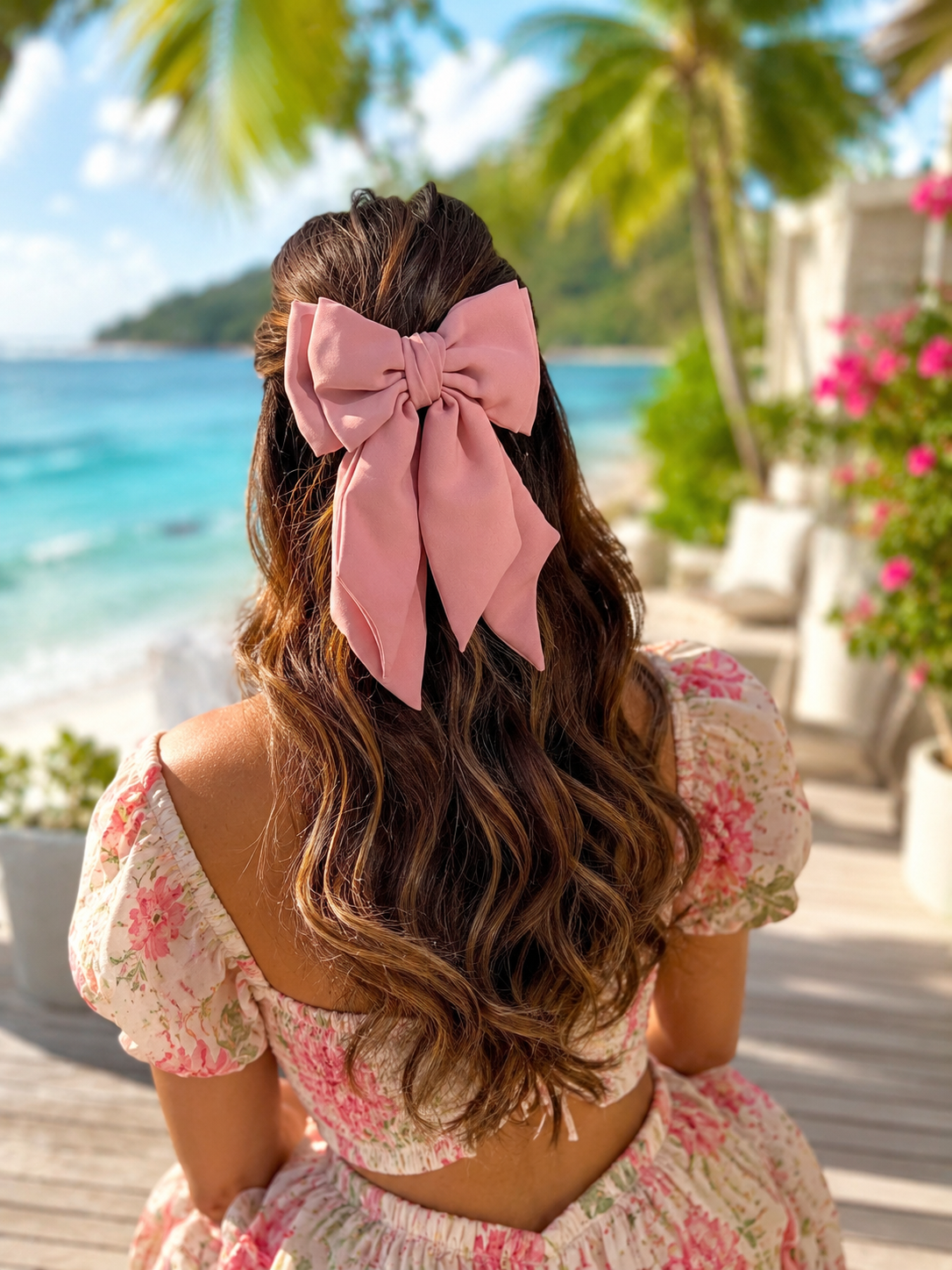 BLUSH PIGTAIL BOW