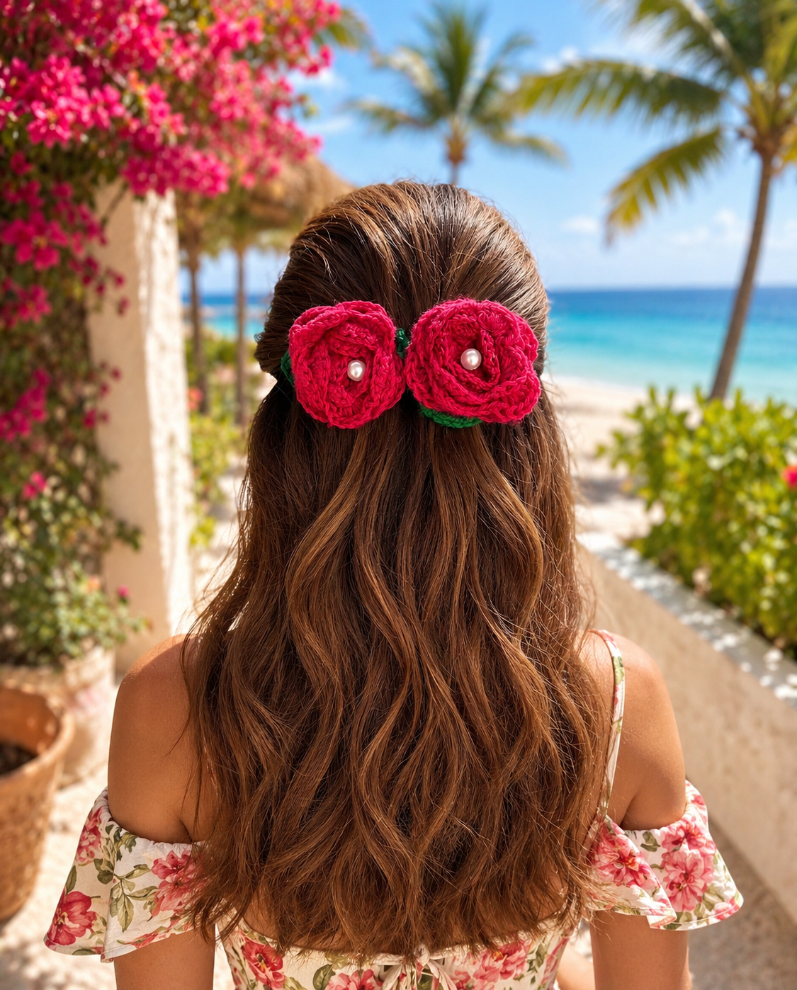 ROSE CROCHET BOW