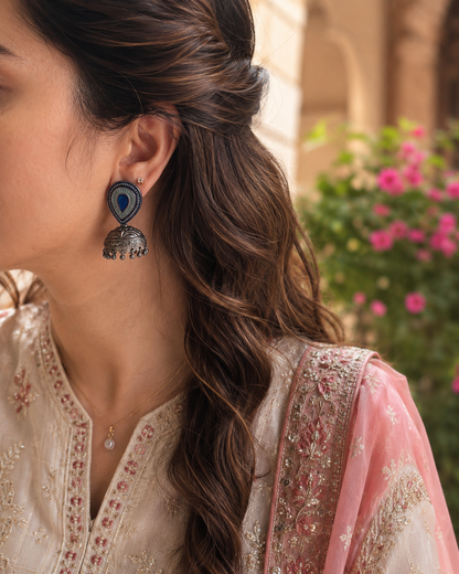 JHUMKAS SILVER OXIDIZED EARRINGS