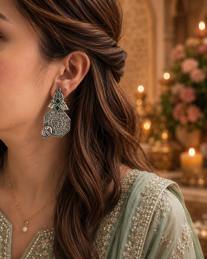 ELEPHANT SILVER OXIDIZED EARRINGS