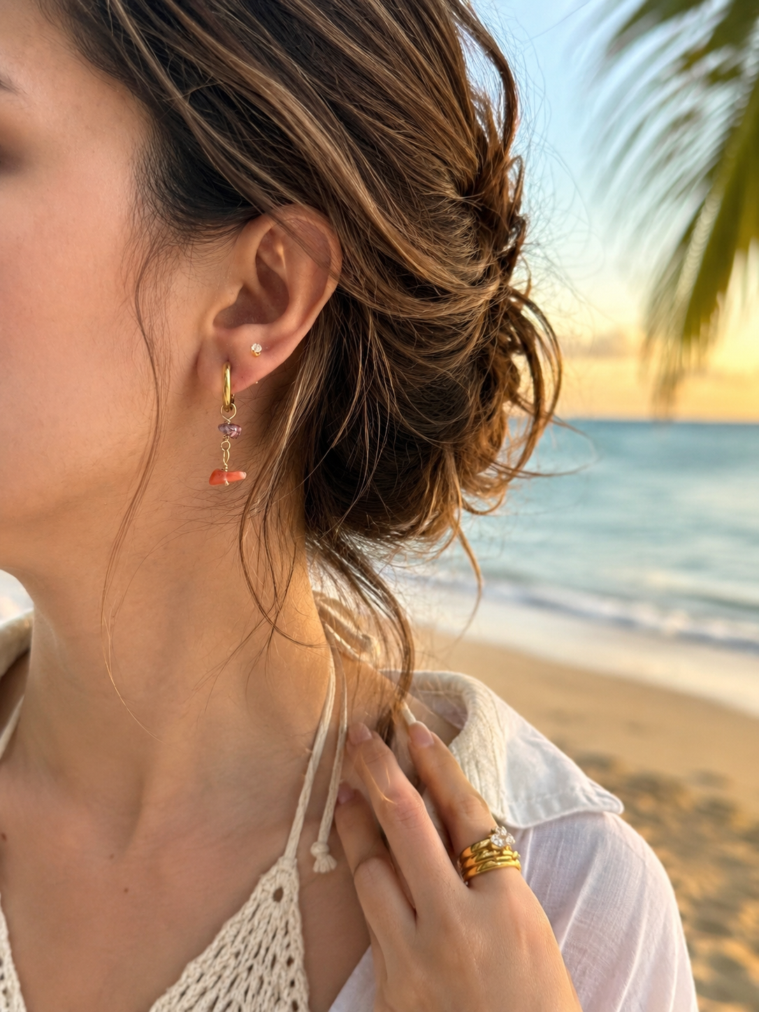 LOOP STONE EARRINGS