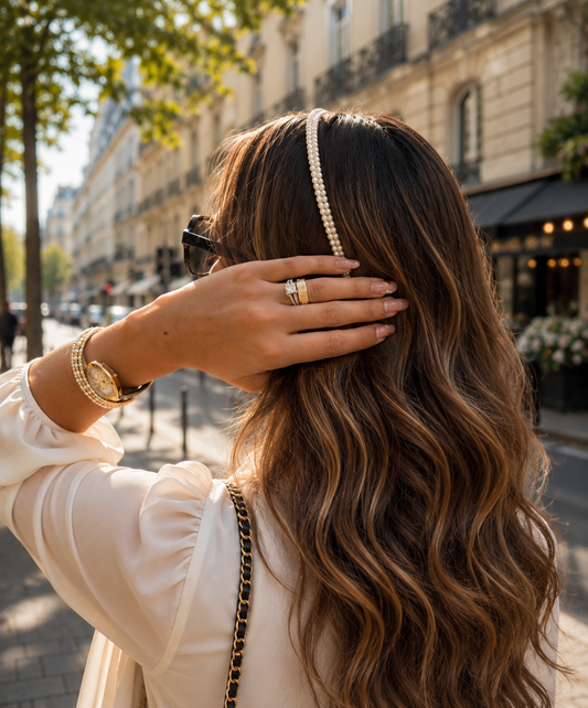 WHITE BEADED HEADBAND