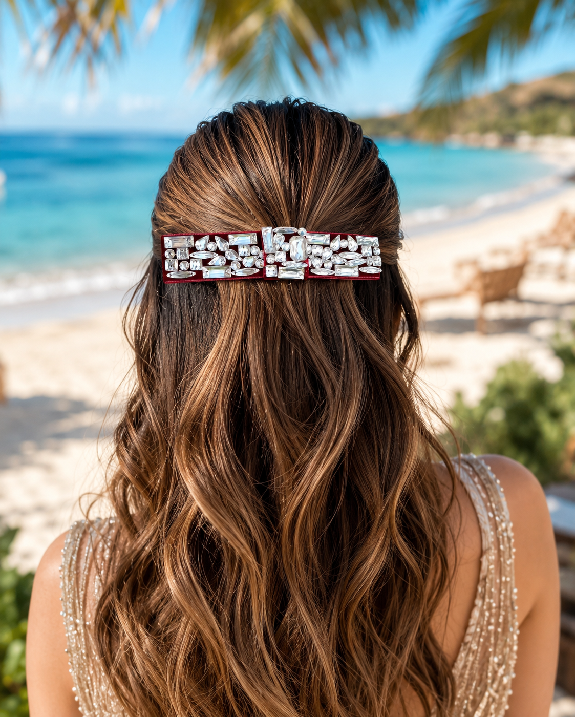 BURGUNDY ROYALE BEJEWELLED BOW