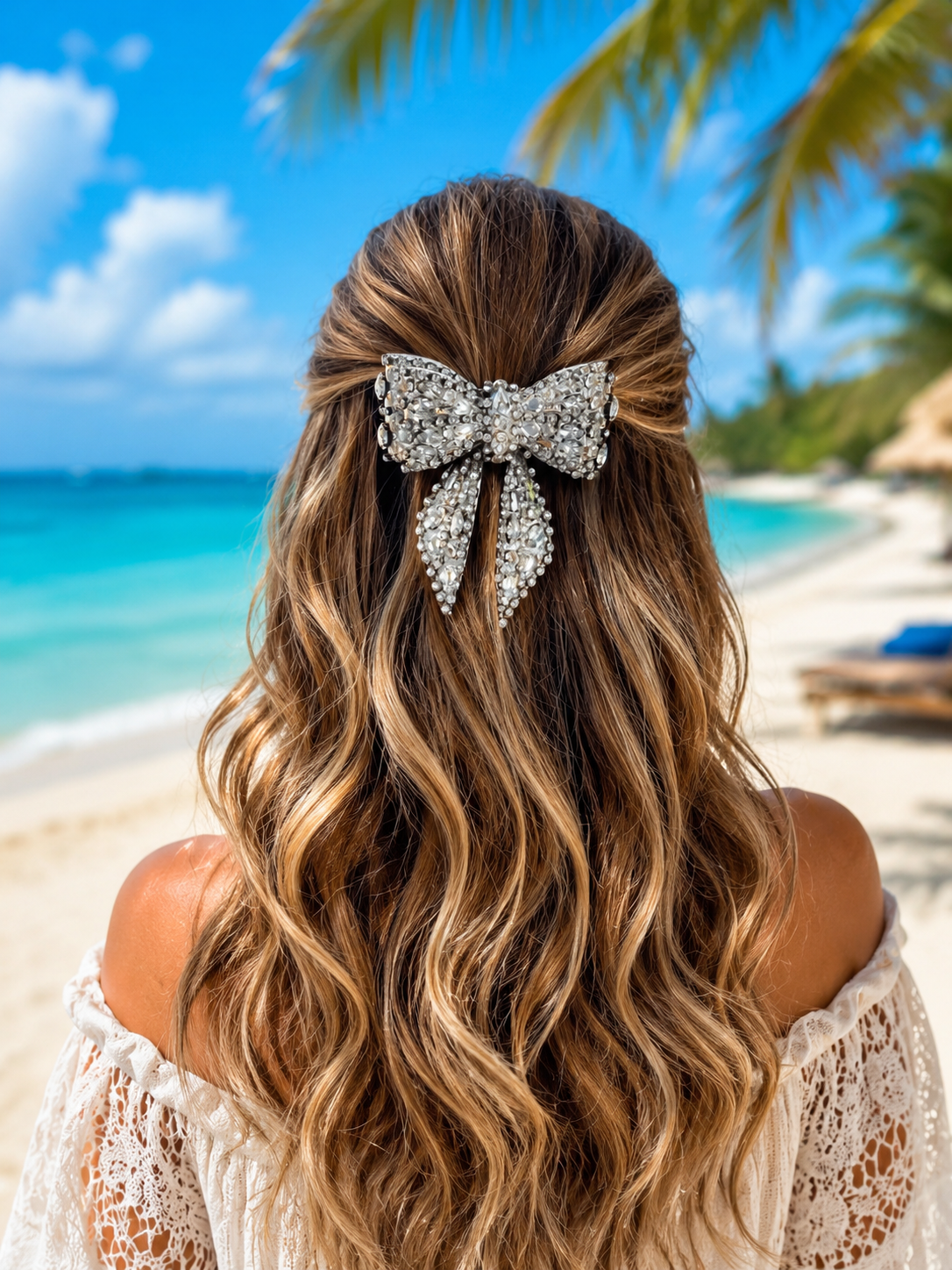 CITRINE CRYSTAL BEJEWELLED BOW