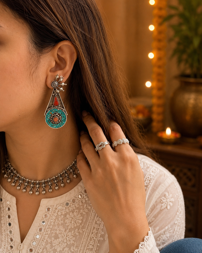 HALF MOON SILVER EARRINGS