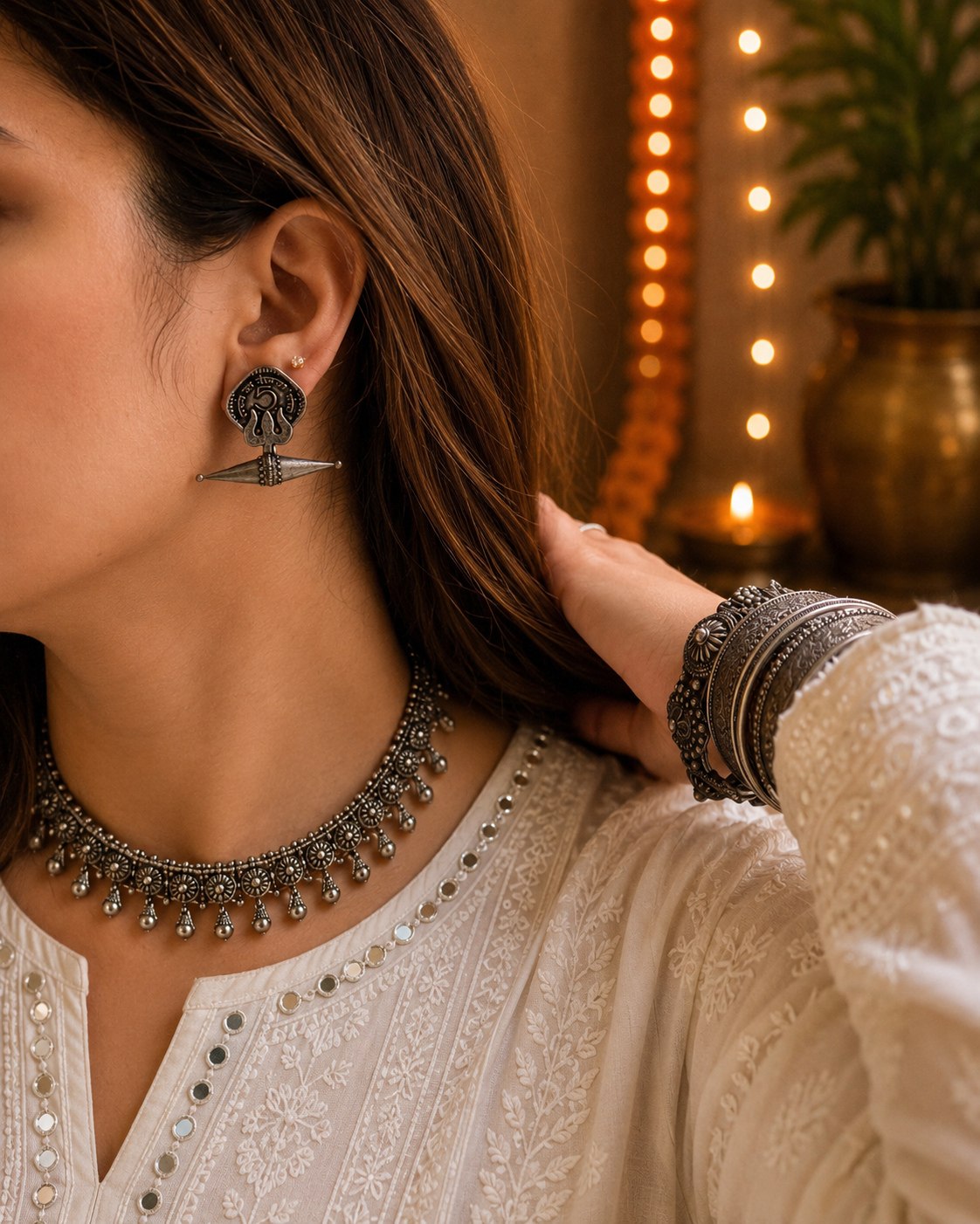COIN SILVER OXIDIZED EARRINGS