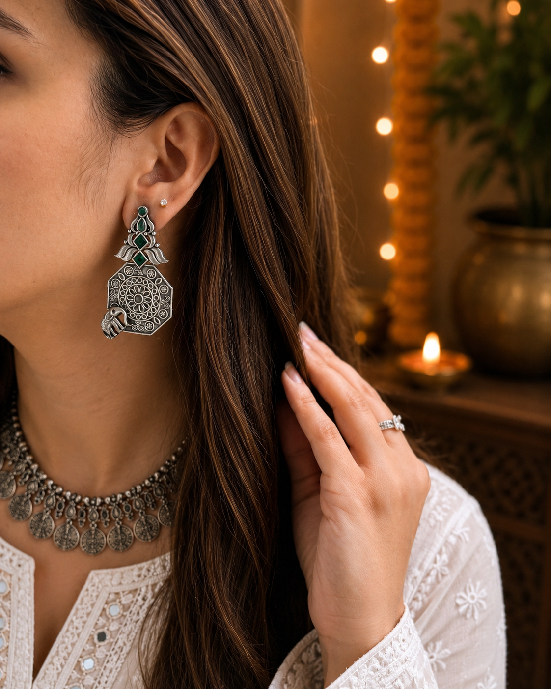 ELEPHANT SILVER OXIDIZED EARRINGS