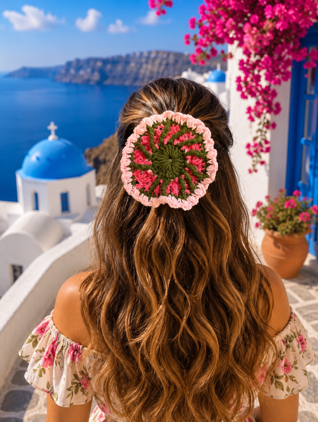 ZINNIAS CROCHET BOW