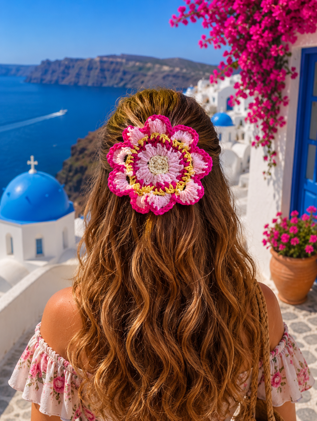 CARNATION CROCHET BOW