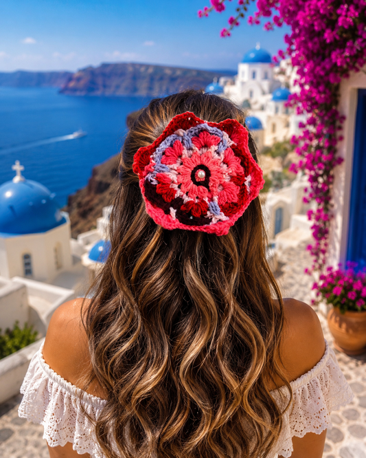 CRIMSON ROSE CROCHET BOW