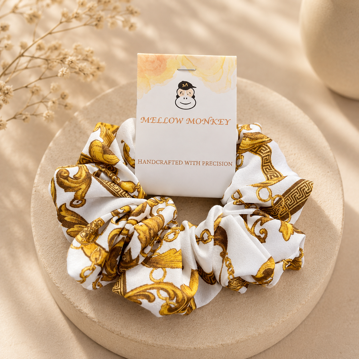 WHITE CHAIN COTTON SCRUNCHIE