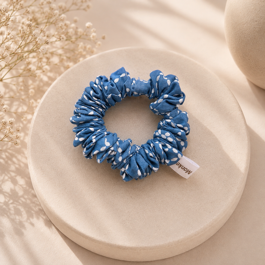 BLUE SKINNY COTTON SCRUNCHIE
