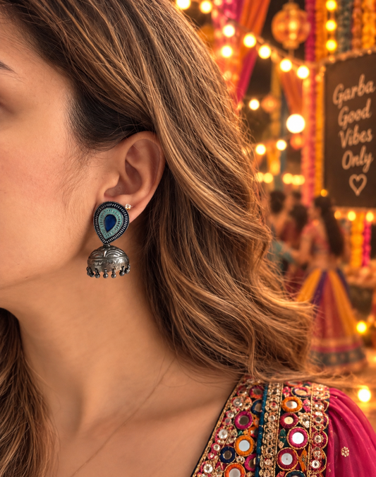JHUMKAS SILVER OXIDIZED EARRINGS