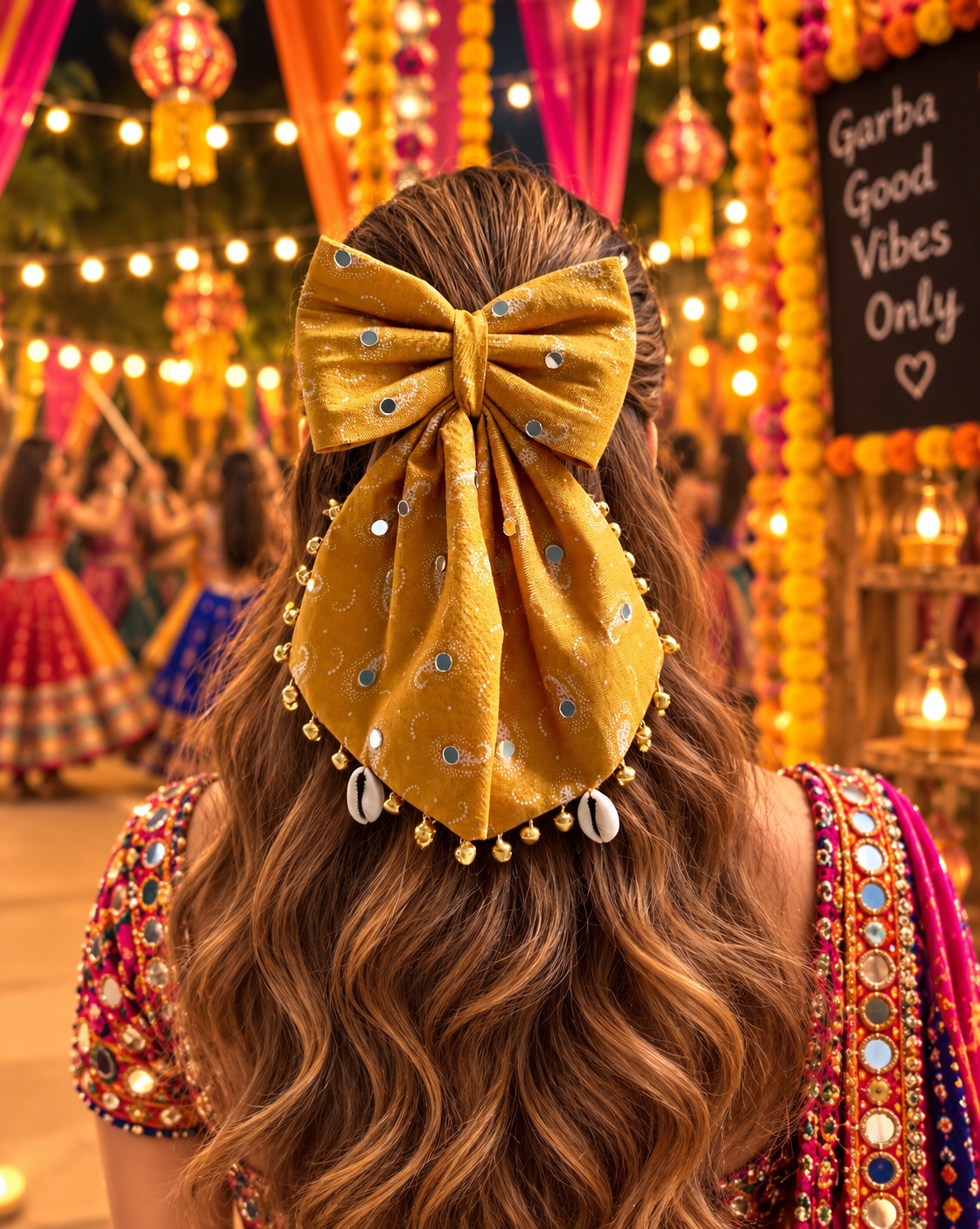 RANG PEELA PIGTAIL BOW