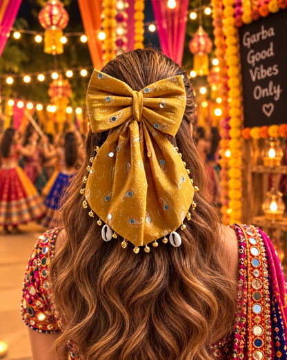RANG PEELA PIGTAIL BOW