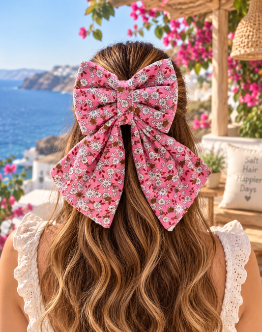 POWDER PINK PIGTAIL BOW