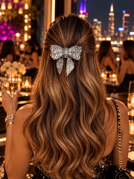 CITRINE CRYSTAL BEJEWELLED BOW