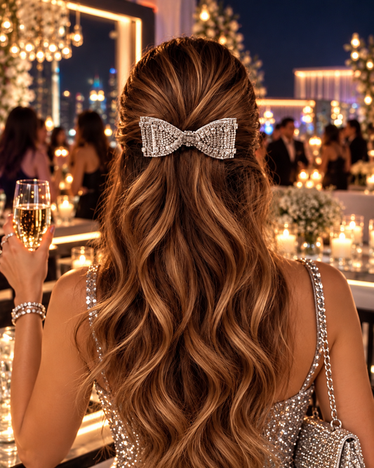 SILVER STAR BEJEWELLED BOW