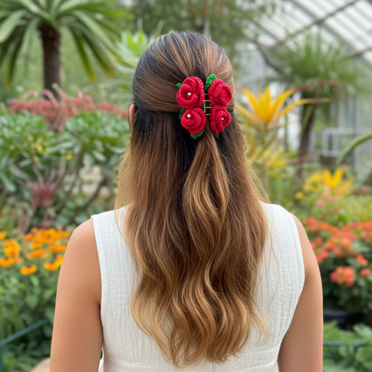 RED ROSE HAIR CLAW