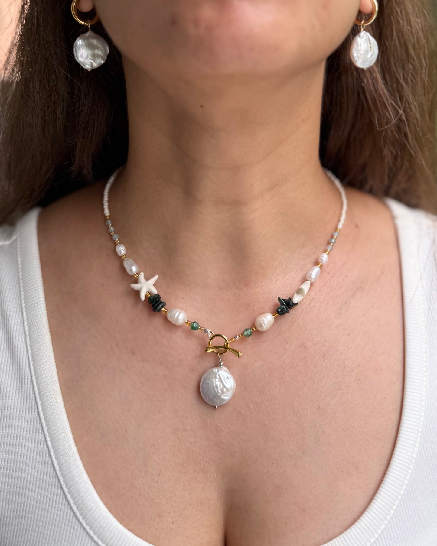 OCEAN PEARL CHARM NECKLACE